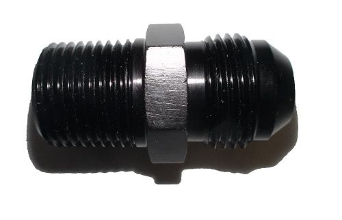 Black anodized, ADAPTOR MALE /MALE STRAIGHT, -10 MALE FLARE TO 1/2